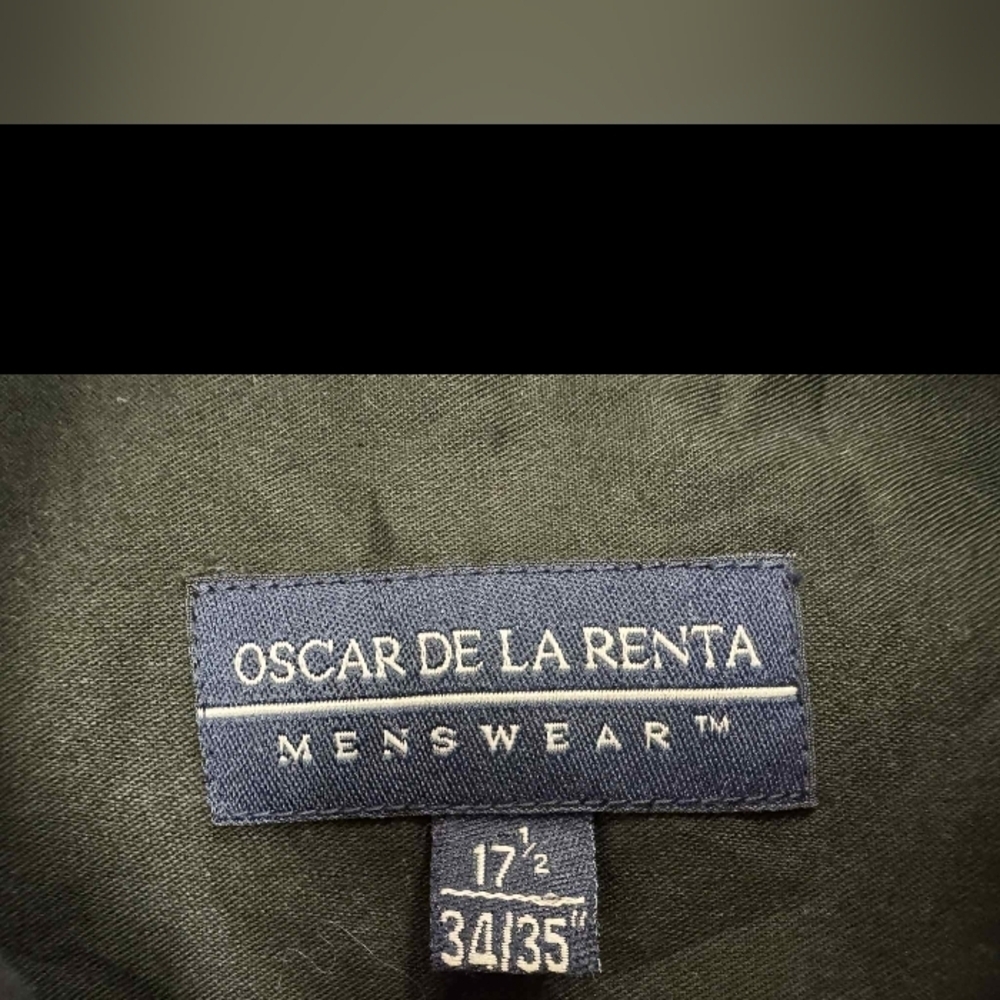 Oscar De La Renta Black Button Down Longsleeve Size 17 1/2 (34/35”) - Picture 6 of 8